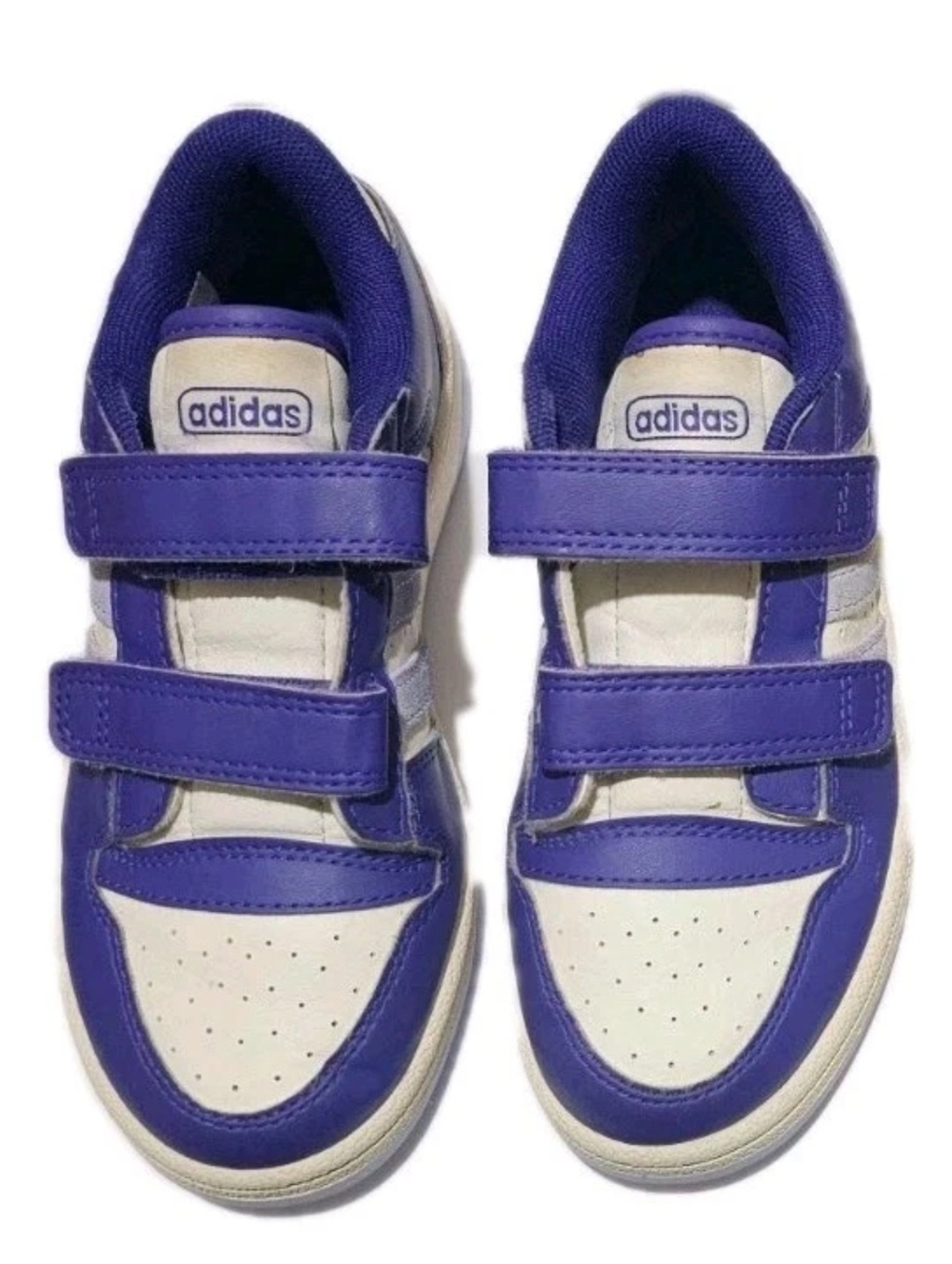 adidas Kids Break Start White and Purple Velcro Low-Top Sneakers